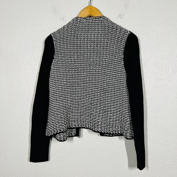 Chico's Black Label Chain Link Cardigan Sweater Black White Casual Knit - 1 / M - Picture 3 of 5